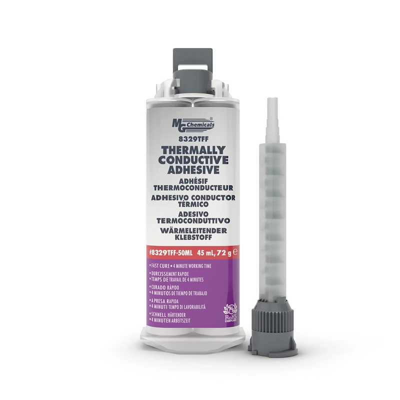 MG Chemicals 8329TFF Thermally Conductive Adhesive - Metals, Ceramics, Glass, Plastics Fast Cure Epoxy, 45mL Dual Cartridge