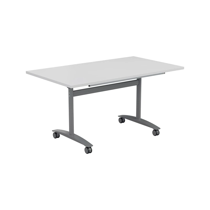 Office Hippo Folding Table, Sturdy & Stylish Computer Table Desk, Work Table For Home Office, Versatile Foldable Table For Meeting Room or Boardroom, 5 Year Guarantee - White / Silver