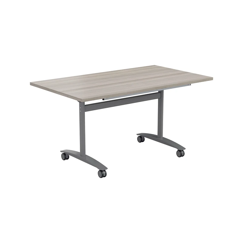Office Hippo Folding Table, Sturdy & Stylish Computer Table Desk, Work Table For Home Office, Versatile Foldable Table For Meeting Room or Boardroom, 5 Year Guarantee - Grey Oak / Silver