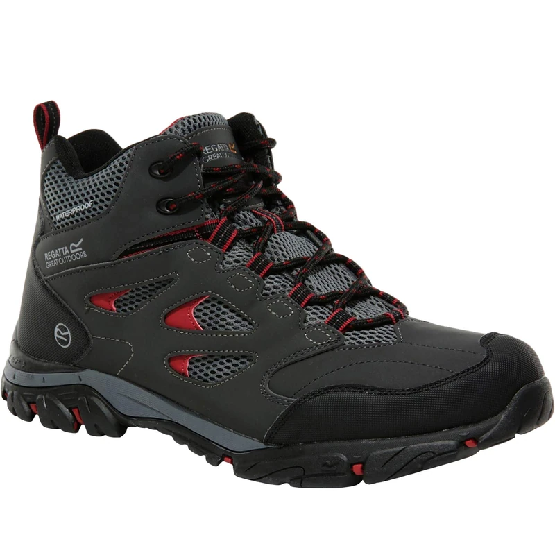 Regatta Mens Holcombe IEP Mid Hiking Boots (11 UK) (Traffic Black/Rio Red)