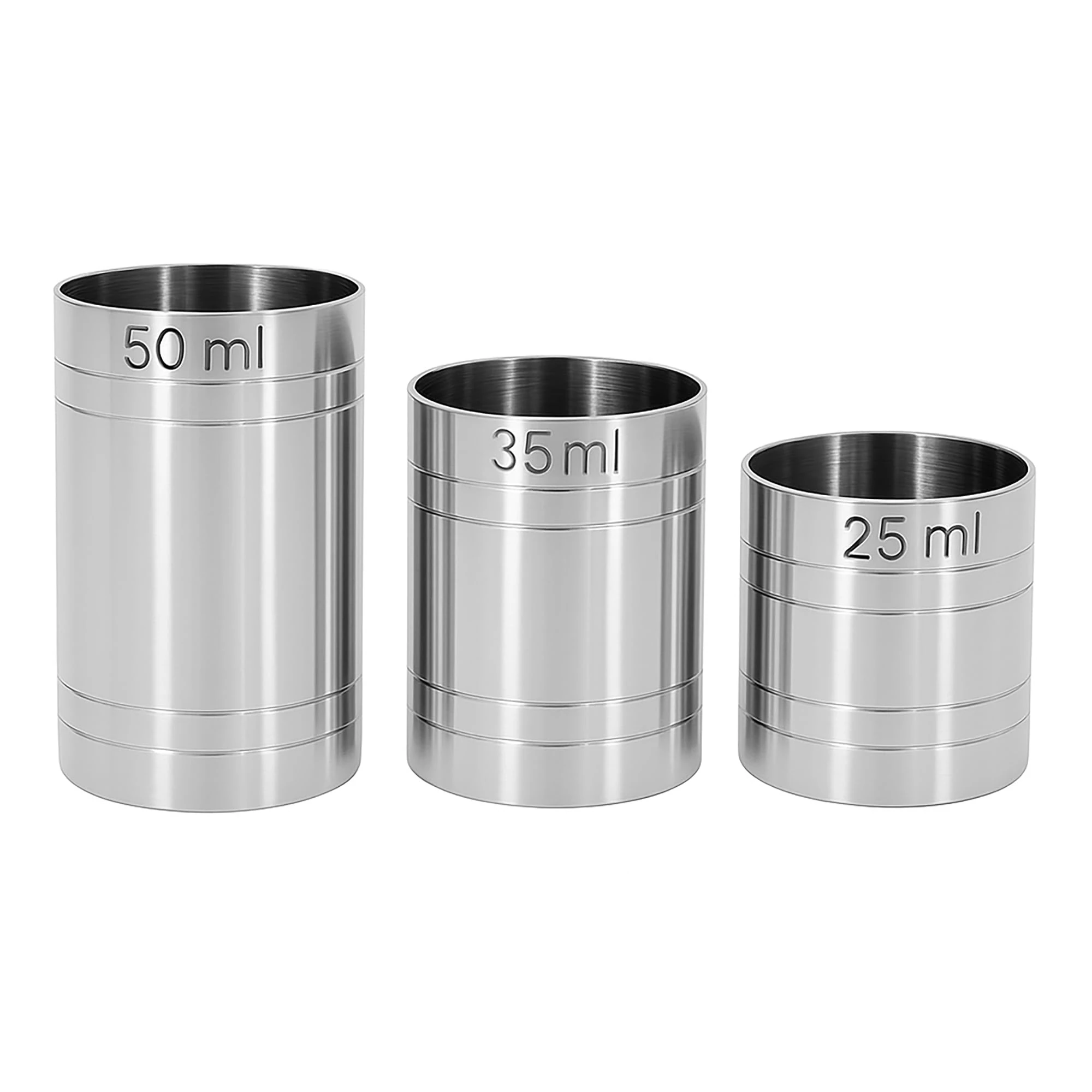 Chabrias Ltd 3 Set 25ml, 35ml, 50ml Premium Stainless Steel Silver Thimble Measure Barware Professional Spirit Measuring Cups, Home Bars, Cocktail Stations & Bartenders, Government Stamped