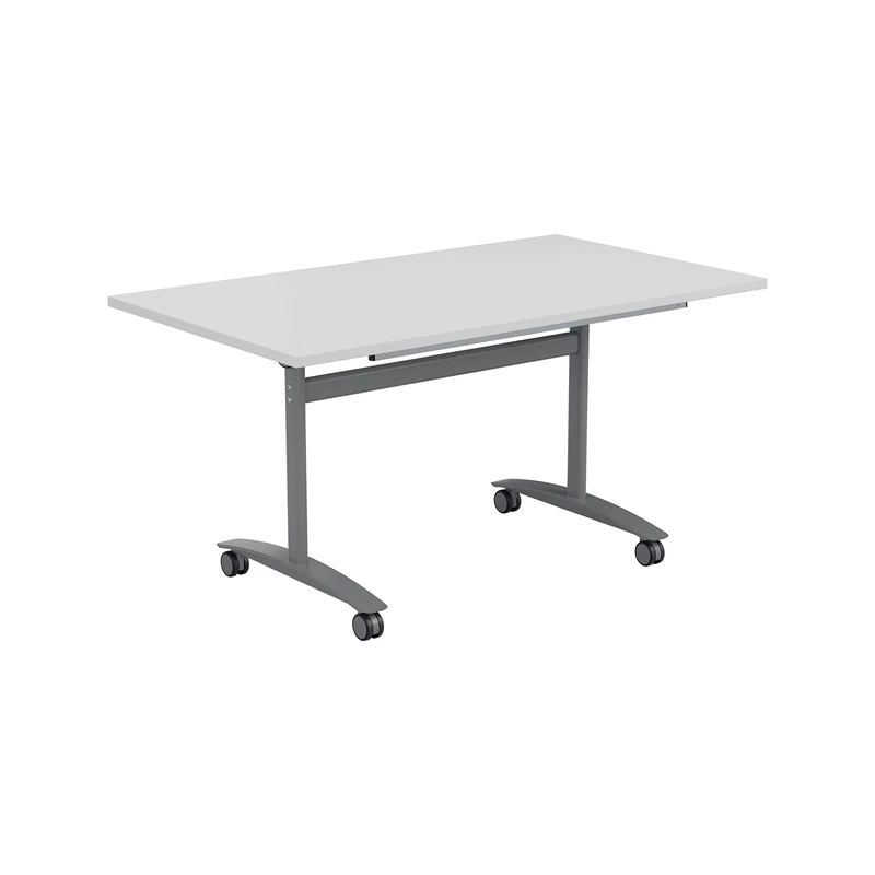 Office Hippo Folding Table, Sturdy & Stylish Computer Table Desk, Work Table For Home Office, Versatile Foldable Table For Meeting Room or Boardroom, 5 Year Guarantee - White / Silver
