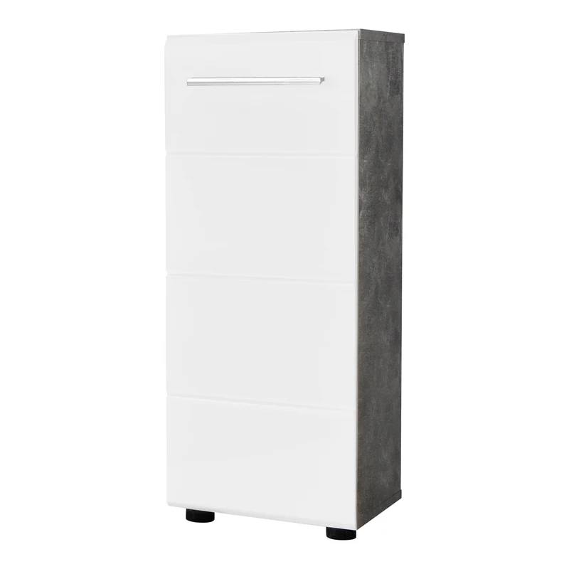 Furnline Bathroom Dresser Cabinet With Lots Of Storage Space, Nano White Glossy Concrete, 32 x 82 x 28 cm - Image 1
