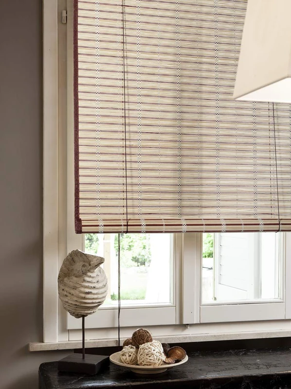 VERDELOOK Egypt Bamboo Roller Blind with Cotton Edge, 150 x 300 cm, Beige