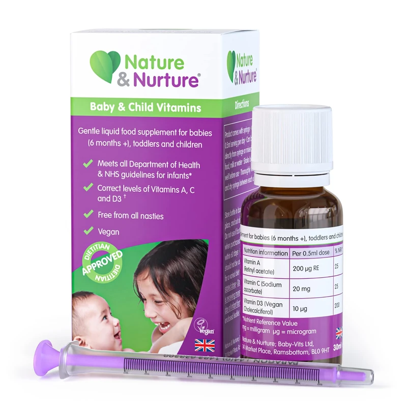 Nature & Nurture Baby Vitamins - Vegan Liquid Drops, 60 Doses