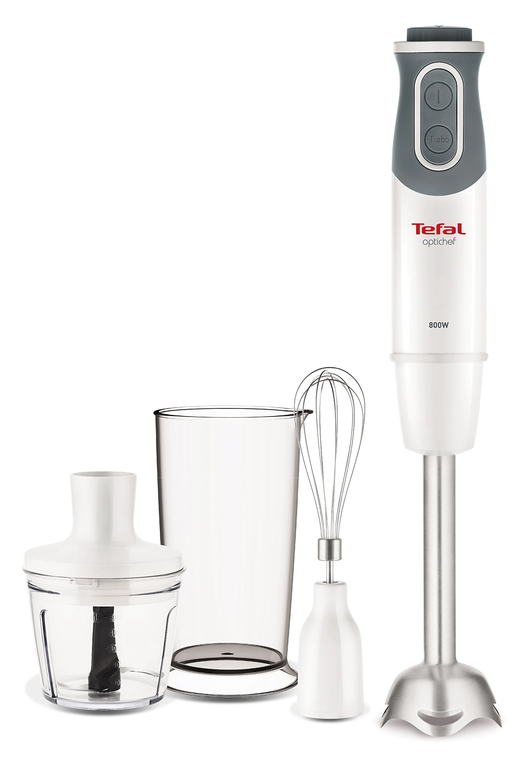Tefal HB643140 Optichef Quartzite Hand Blender, White, 800 W