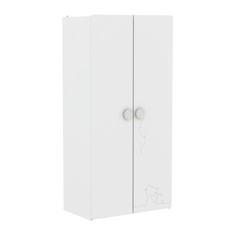 Demeyere 2-door Wardrobe, pearl white, grey, 88,3 x 51,5 x 182,6 cm (LxWxH)