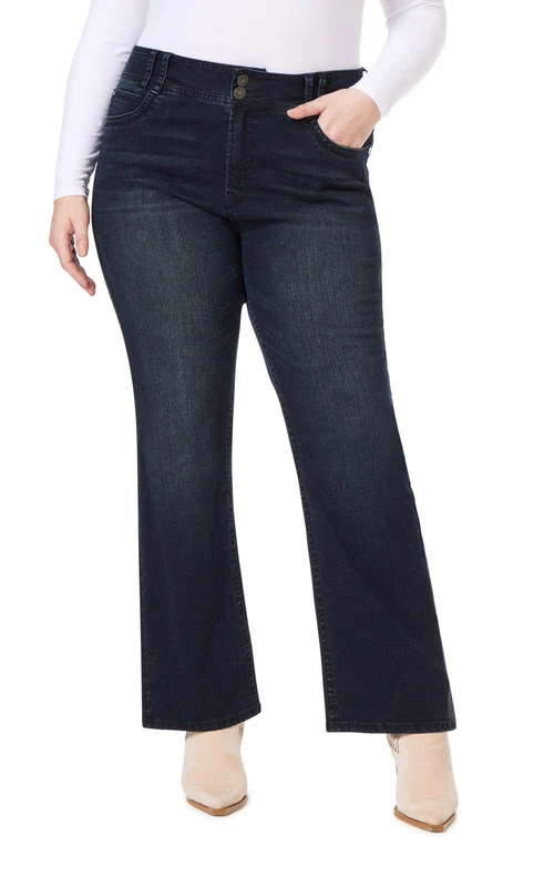 WallFlower Women's Luscious Curvy Bootcut Mid-Rise Insta Stretch Juniors Jeans (Standard and Plus), BlackBerry, 18