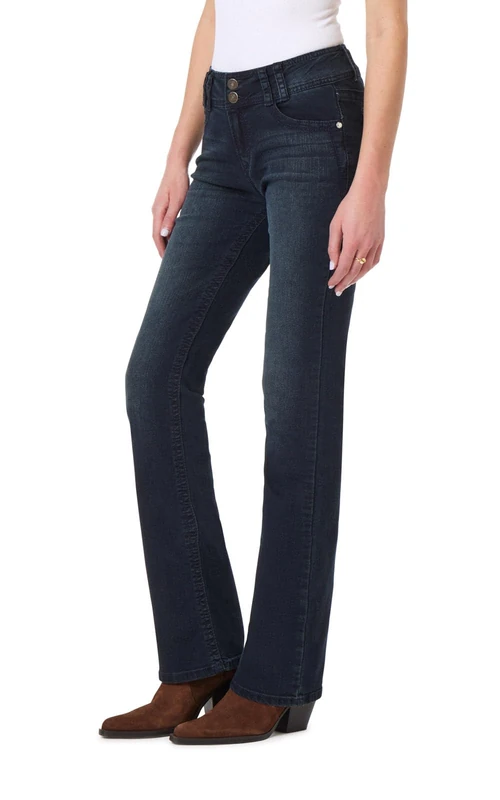 WallFlower Women's Instastretch Luscious Curvy Bootcut Jeans, BlackBerry, 9 Shorts