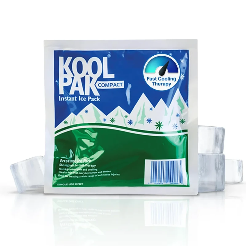 Koolpak 80 x Compact Instant Cold Ice Packs - 15 x 15 cm Disposable Instant Ice Pack for Injuries - Single Use First Aid Ice Packs for Sports & Recovery - Schools Workplace Travel Kits - Bulk Pack