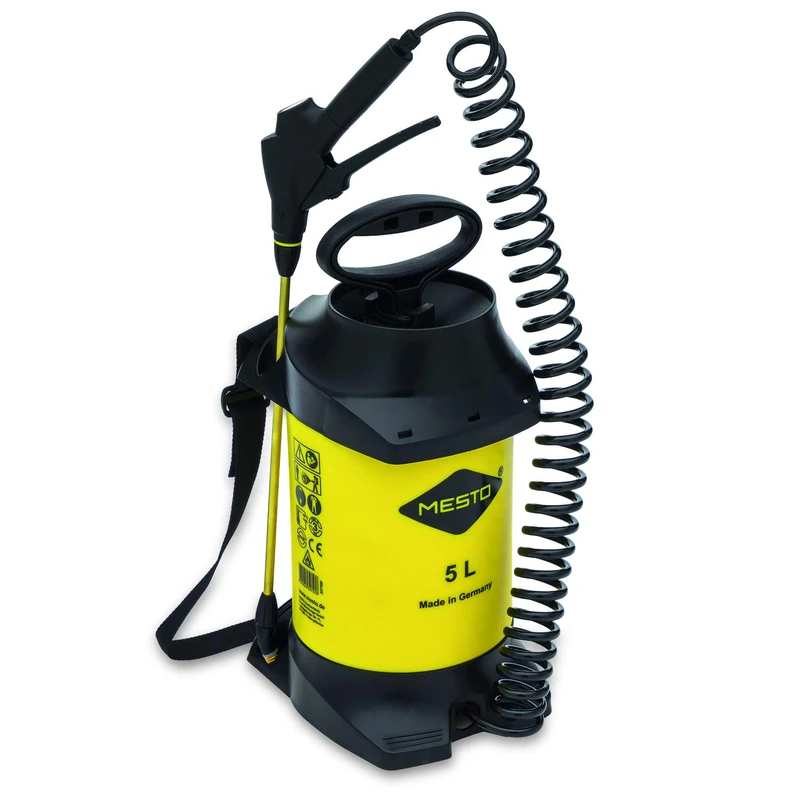 Mesto 3275M Pressure Sprayer + Plastic Container (Sprayer, Pressure Sprayer + Container 2.5 m Hose Wall Holder Filling Funnel Capacity 5 L Operating Pressure 3 Bar Empty 2.5 kg) Yellow