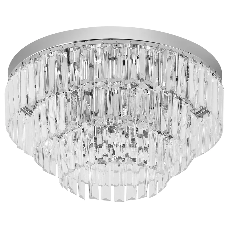HOMCOM Round Crystal Ceiling Lamp 7 Lights Chandelier Mounted Fixture for Living Room Dining Room Hallway Modern - Image 1