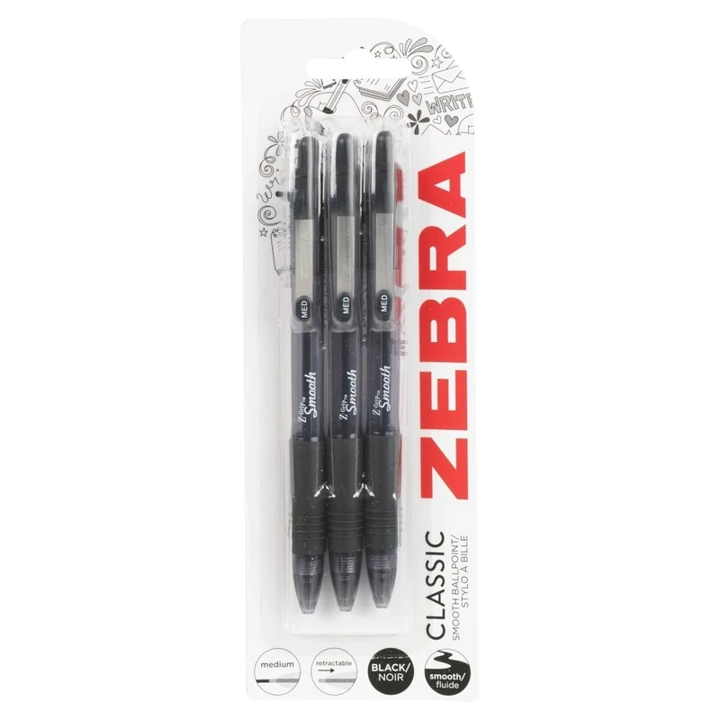 Zebra Classic Smooth Ballpoint Black 3Pack