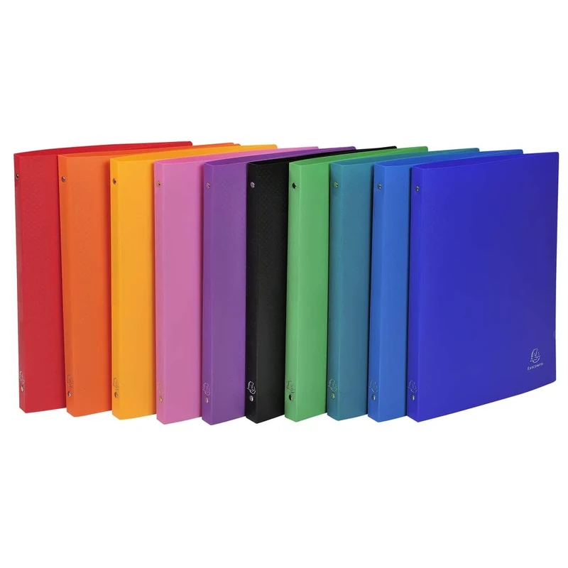 Exacompta - ref. 511999E - Box of 10 flexible OPAK binders - 4 round rings, diameter 15 mm - Spine 20 mm - External dimensions: 32 x 25 cm - A4 file format - 10 assorted colors