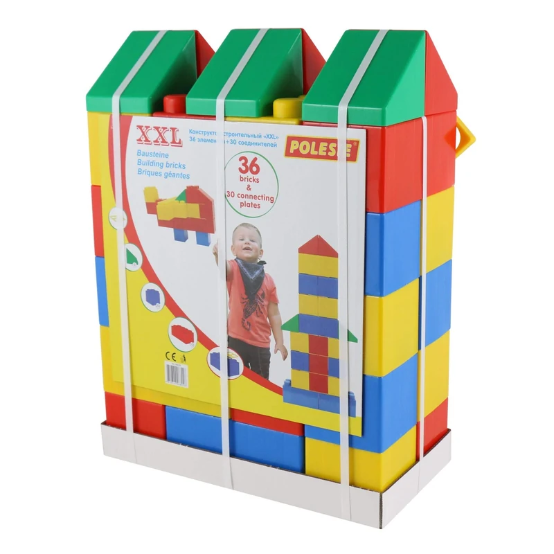 Polesie 68026 Building Bricks XXL with Connectors, 36With30 Pcs-Ride On Toys, Multi Colour