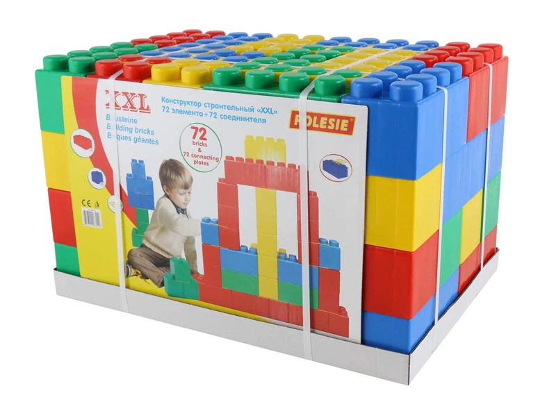 Polesie 68040 Building Bricks XXL with Connectors, 72With72 Pcs-Ride On Toys, Multi Colour