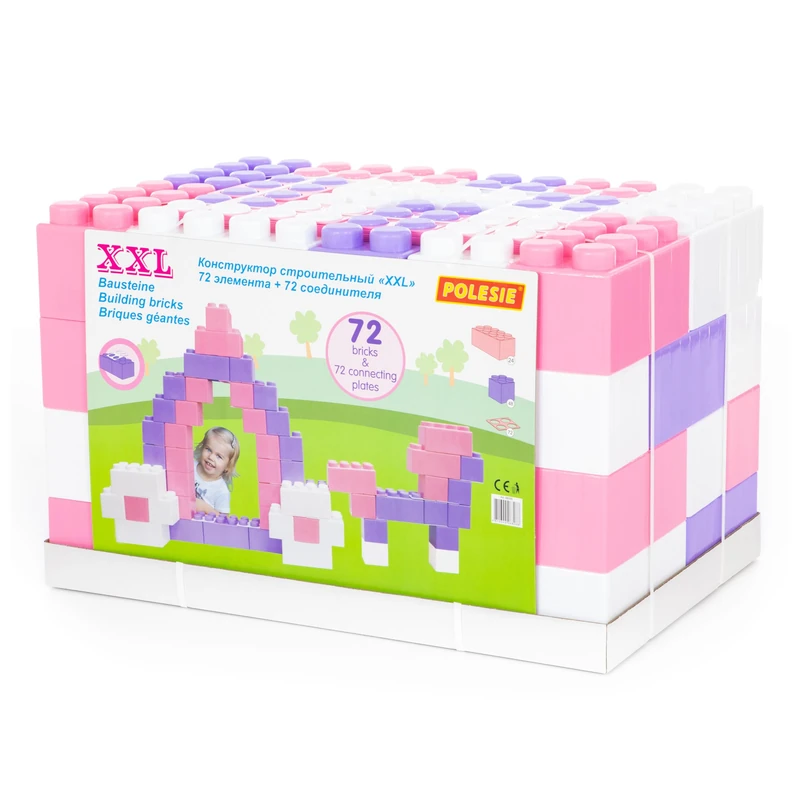 Polesie 68088 Building Bricks XXL with Connectors, 72With72 Pcs-Ride On Toys, Multi Colour