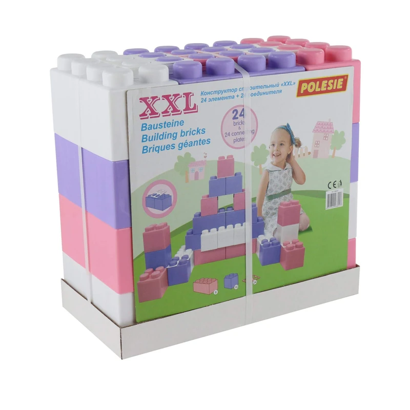 Polesie 68057 Building Bricks XXL with Connectors, 24With24 Pcs-Ride On Toys, Multi Colour