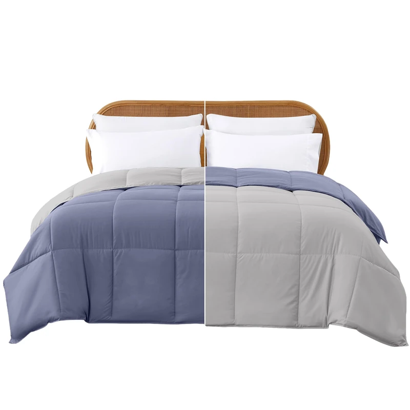 Modern Threads Down Alternative Microfiber Quilted Reversible Comforter & Duvet Insert - Soft, Comfortable Alternative to Goose Down - Bedding for All Seasons Infinity Blue/Silver King - Image 1