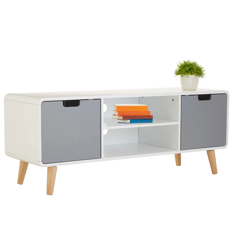 Premier Housewares TV Unit, White/Grey, 48 x 120 x 40 cm