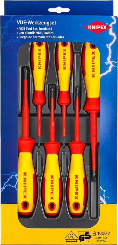 KNIPEX VDE Screwdriver Set Phillips/Pozidriv 6 Parts, 00 20 12 V03