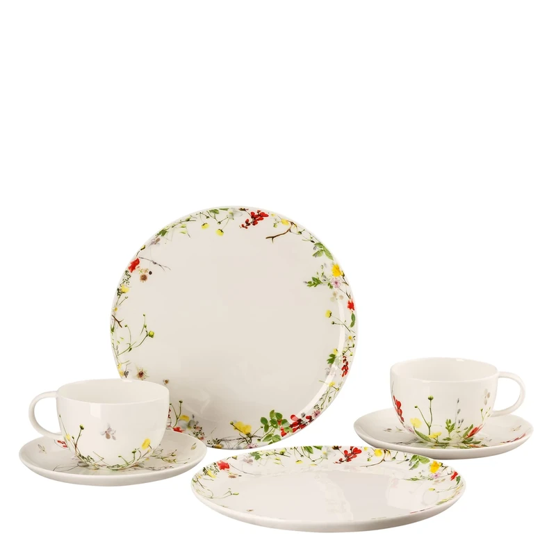 Rosenthal Brillance Fleurs Sauvages Set of 6 Combination Cups & Coupe Plates