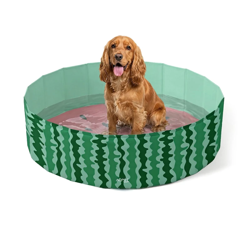 AQPET AqpetFriends Plastic Swimming Pool for Dog Pets Foldable Garden 160x30 (ØxH) Pattern Fruit - Image 1