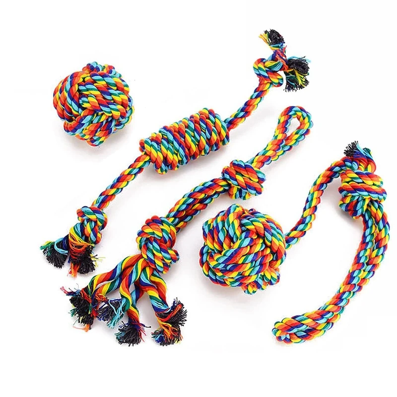 VIEWLON Dog Rope Toys Set - Durable Cotton Chew Toys for Pet Dental Health and Teeth Cleaning - 4 Pack Gift Set for Small Medium Dogs and Puppies