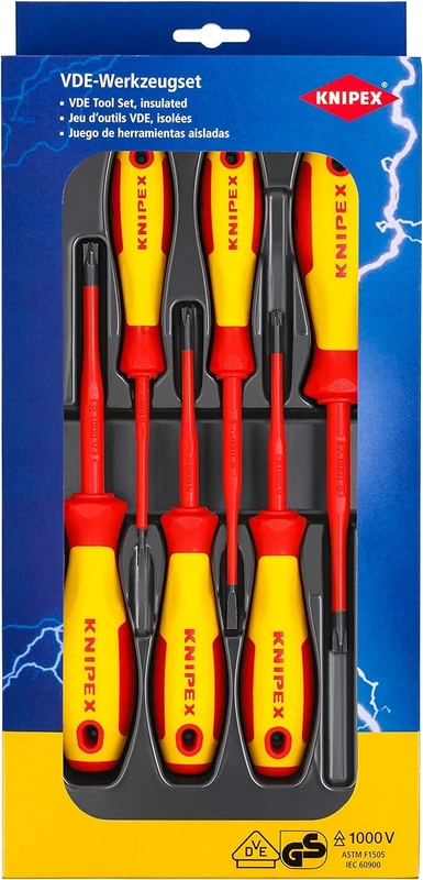 KNIPEX VDE Screwdriver Set PlusMinus/Slotted 6 Parts, 00 20 12 V05