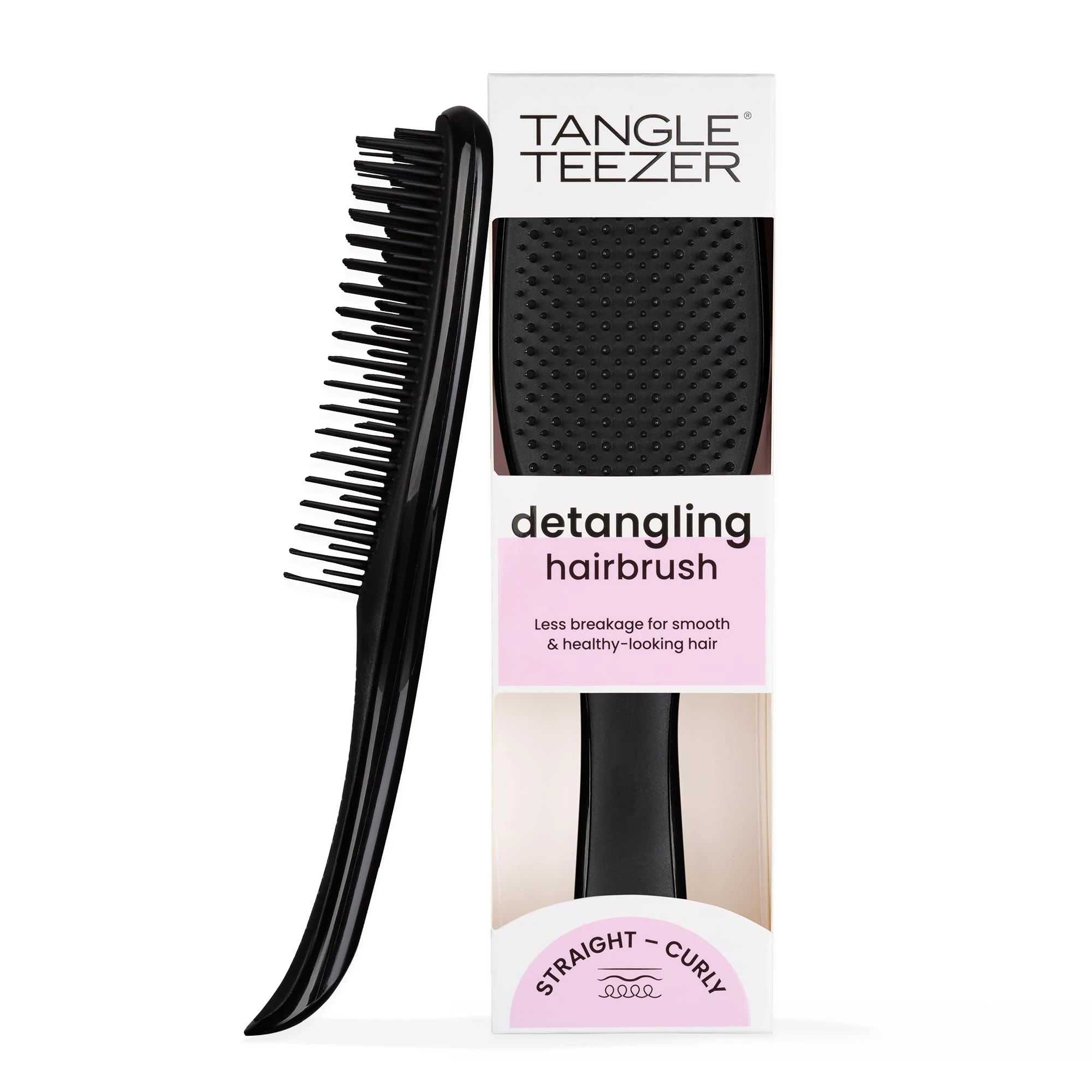 Tangle Teezer Ultimate Detangler Hairbrush - For Wet & Dry Hair - Detangling Brush for All Hair Types - Two-Tiered Teeth Reduce Breakage & Eliminate Knots - Liquorice Black