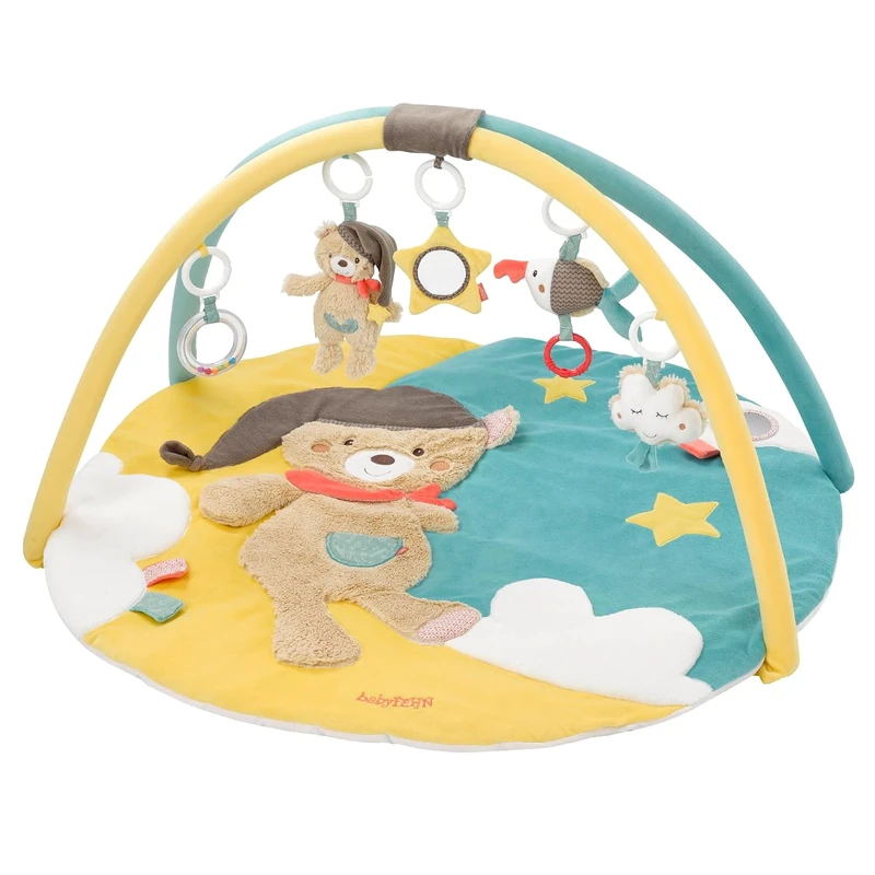 Fehn 060256 Bruno 3-D Activity Mat / Play Arch with 5 Removable Toys for Babies to Play with and Have Fun, from Newborns Upwards – Dimensions : Diameter 85 cm