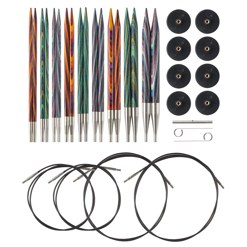 Knit Picks Options Wood Interchangeable Knitting Needle Set - US 4-11 (Mosaic)