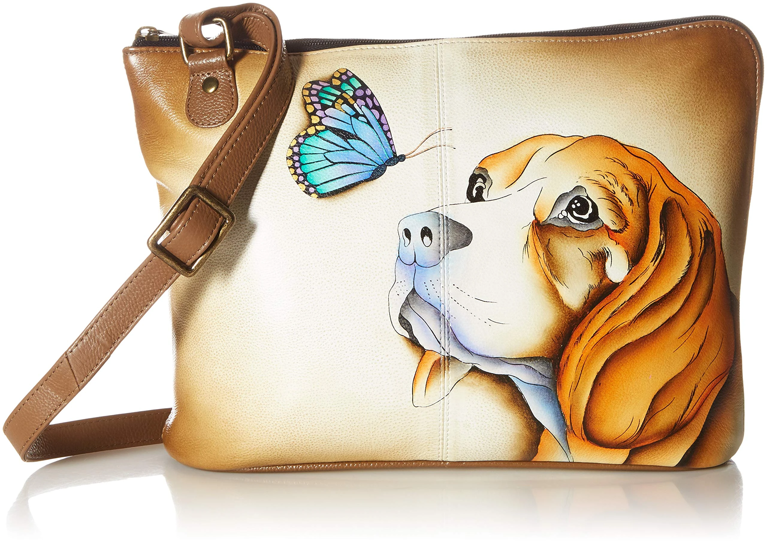 Anna by Anuschka Hand Painted Women’s Genuine Leather-Two-Sided Zip Travel Organizer - Puppy Love, Puppy Love