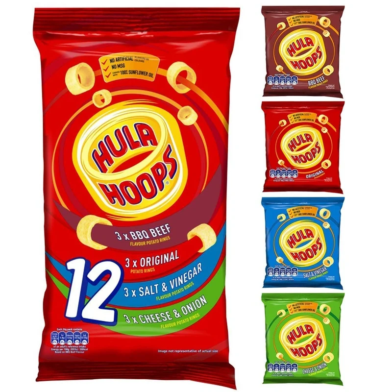 Hula Hoops Variety Multipack Crisps 12x24g Packs, Case of 15 - Deliciously Crunchy - No Artificial Colours or Flavours, Suitable for Vegetarians