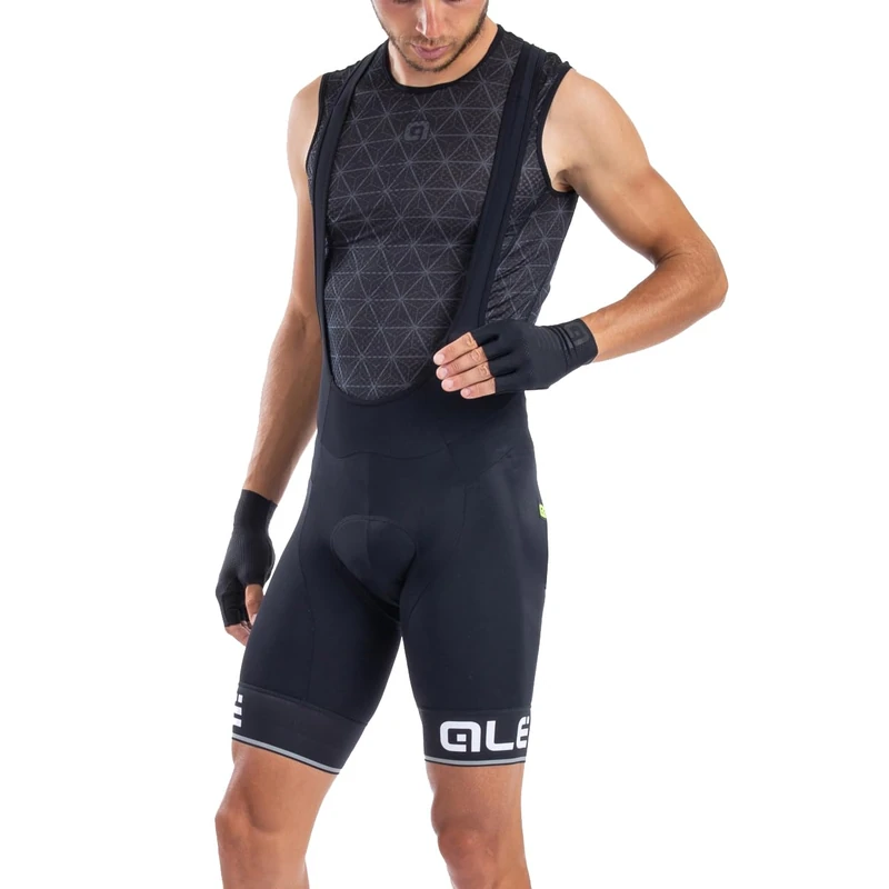 Alé Cycling Men's Solid Corsa Bib Shorts, Black/White, S