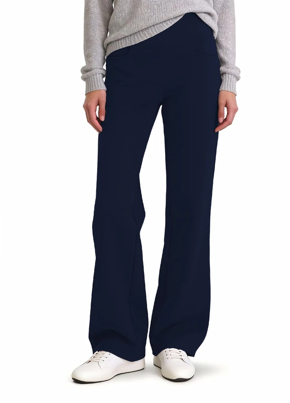 Safort Yoga Pant with Half Flared Leg, Four Pockets, Long Leg, Navy Blue, EU 34-36 (M)