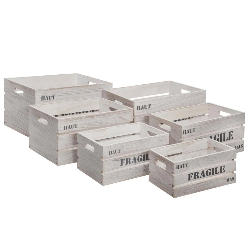 Set of 6 Wooden crates - Image 1