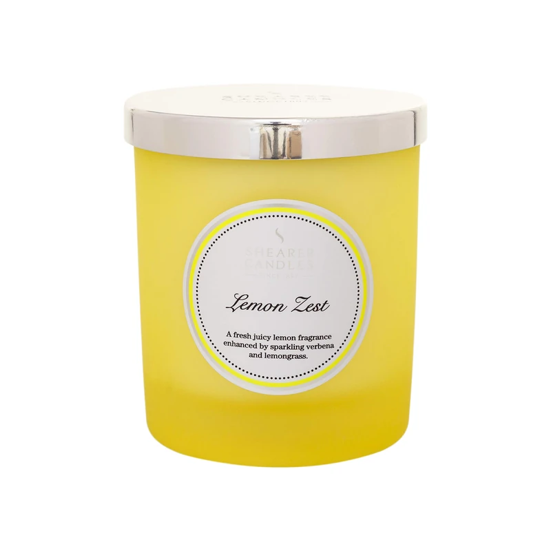 Shearer Candles Lemon Zest, Scented, Jar Candle, Cotton Wick, Fragrance & Essential Oils, Yellow, Silver, White, 20cl - Image 1