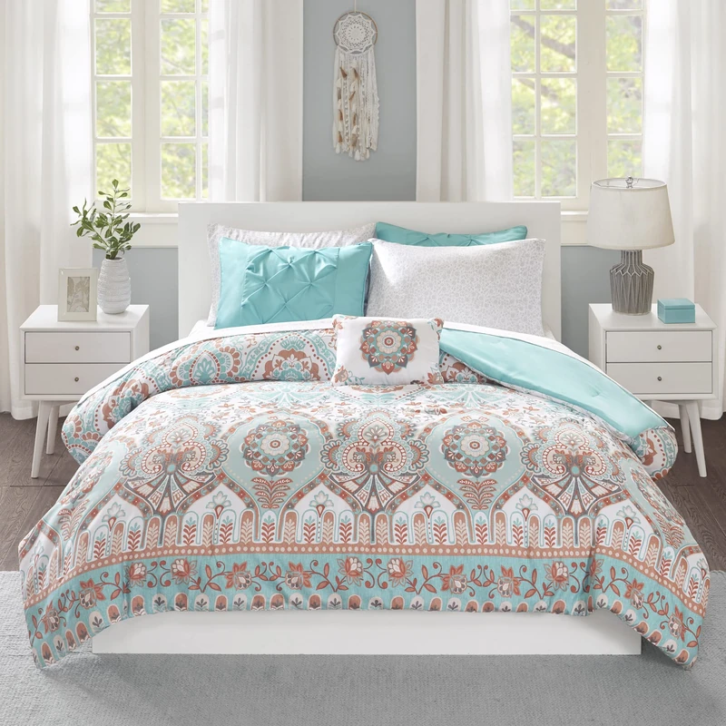Intelligent Design Vinnie Aqua Boho Comforter Set - Twin