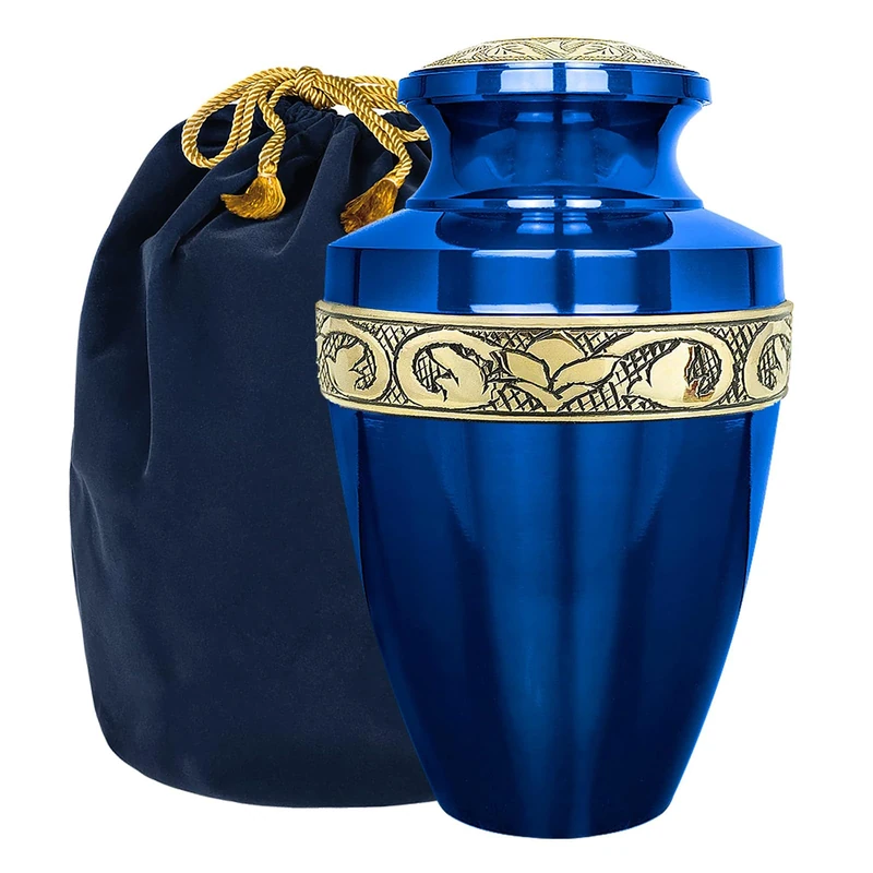 Trupoint Memorials Serenity Blue Adult Cremation Urn with Bag