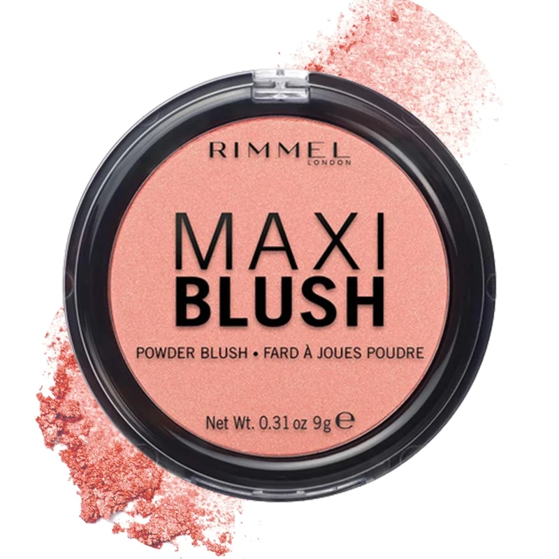 Rimmel London Maxi Blush Powder, Third Base, Long Lasting Pigmented Colour, Light Weight Formula, Easy To Blend and Buildable, 9g