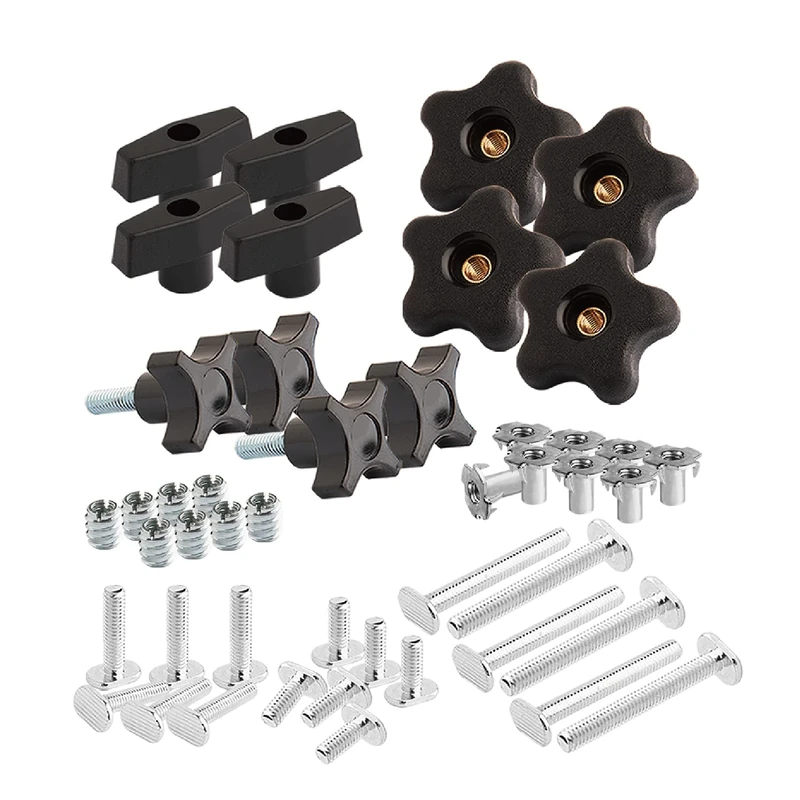 POWERTEC 71174 T Track Knob Kit, 5/16-18 Threaded Bolts and Washers, 46 Piece Set, T Slot Bolts, T Track Accessories for Woodworking Jigs and Fixtures