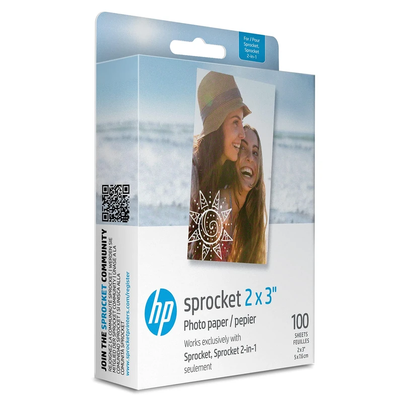 HP 2x3" Premium Zink Photo Paper (100 Sheets) Compatible with Sprocket Portable Photo Printer