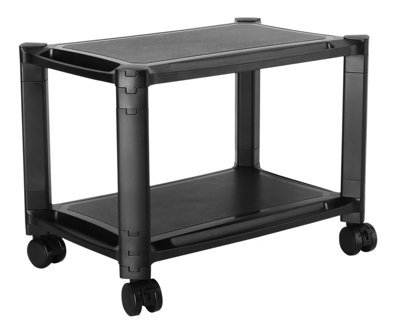 RICOO Office Trolley On Wheels WM4-L Universal Mobile Rolling Container Stackable Wheeled Storage Rack Printer Stand Scanner Smart Utility Cart 2 Tier Plastic Black