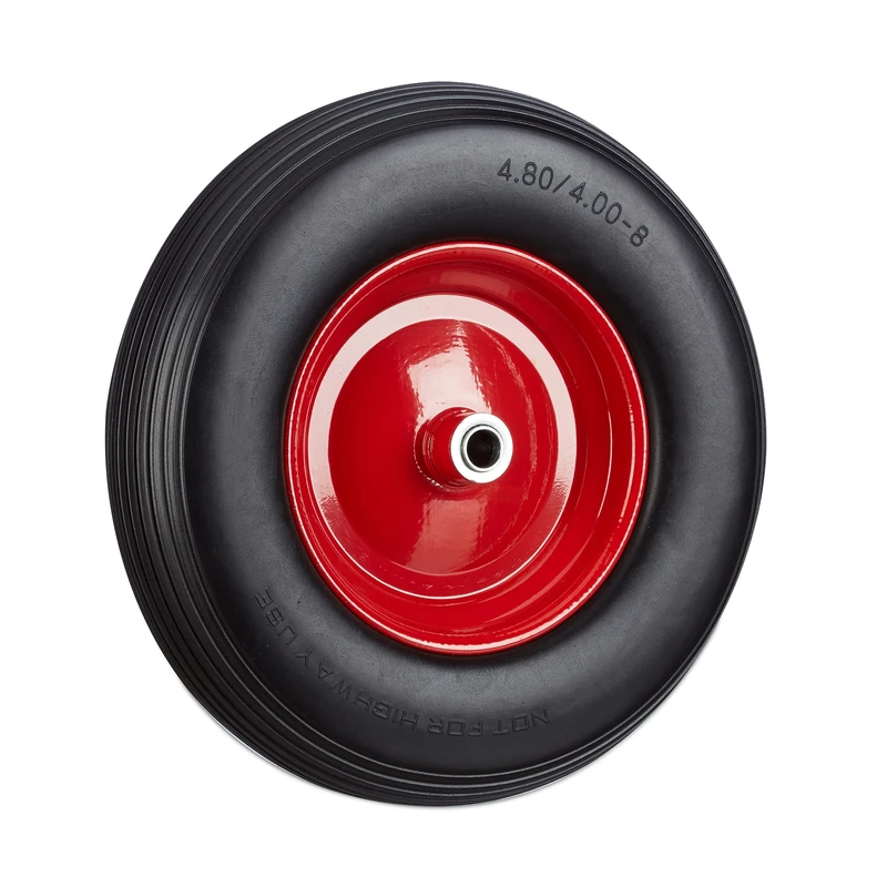 Relaxdays Wheelbarrow Wheel 4.80 4.00-8, Solid Rubber, Steel Rim, Flat-Free Spare Tire, 100kg Capacity, Black