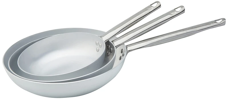 Pentole Agnelli ALMABATT01 Tris Pans In Aluminum with Steel Handle, Diameters 20, 24 and 28 cm
