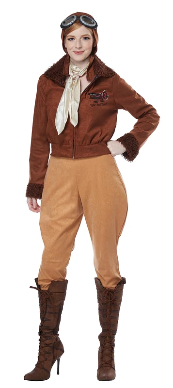 California Costumes 01524L Amelia Earhart - Aviator - Adult Costume Character Sized, Solid, Brown, Large