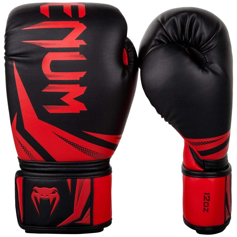 Venum, Challenger 3.0 Boxing Gloves, Unisex Adult, 12 Oz, Black/Red