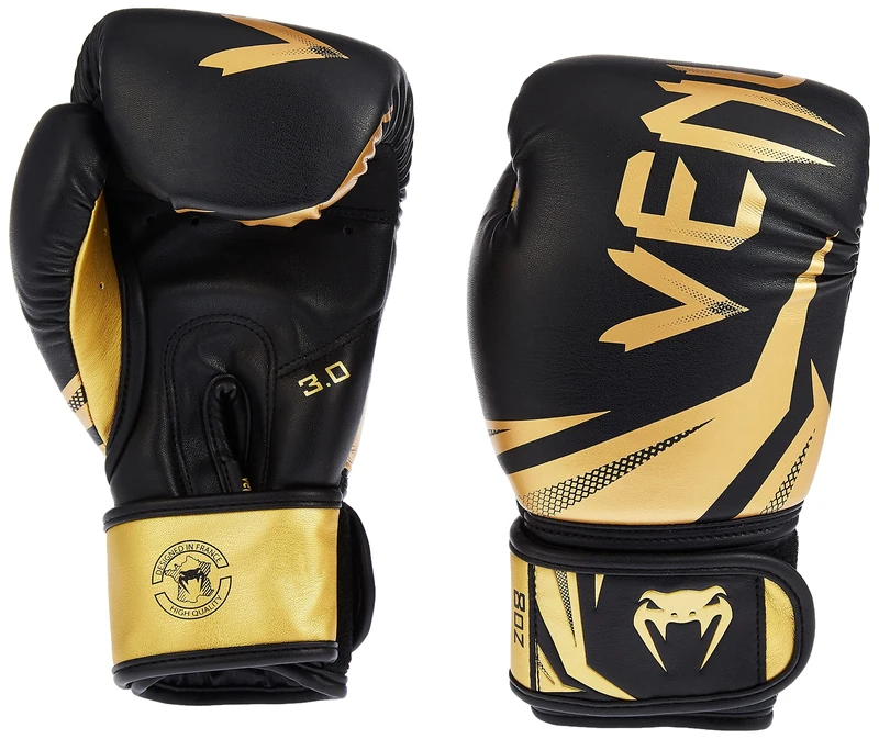 Venum, Challenger 3.0 Boxing Gloves, Unisex Adult, 12 Oz, Black/Gold