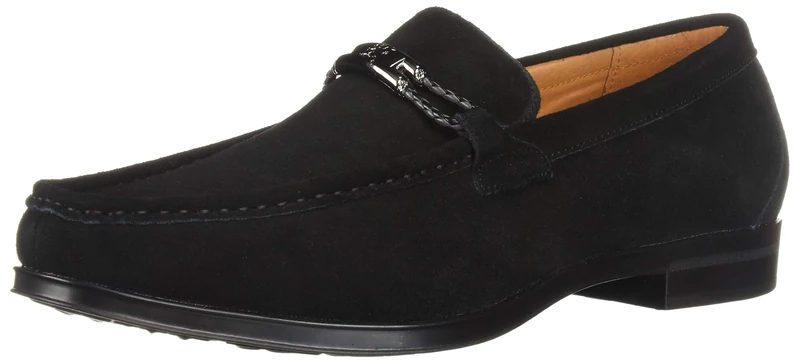 Stacy Adams Men's Neville Moc-Toe Slip-On Penny Loafer, Black Suede, 10 M US